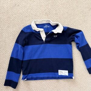 Vineyard Vines Blue & Navy Striped Long-Sleeve Rugby Polo